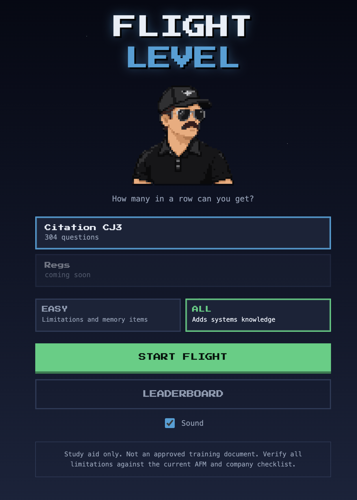 FLIGHT LEVEL title screen